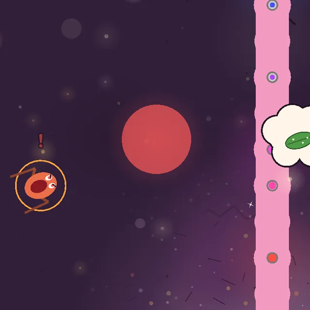 A jumper and the red circle where it will land, ahead of the snake