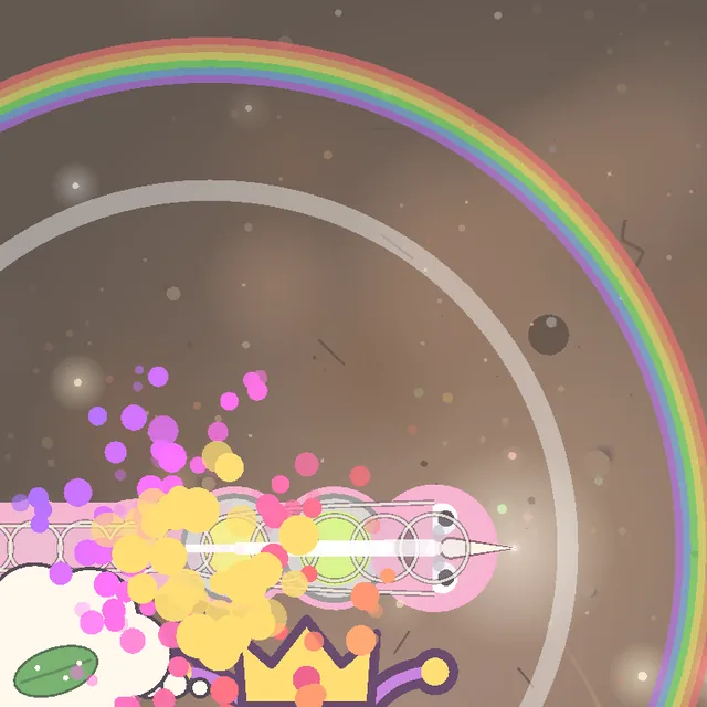 The snake shedding its skin in a burst of rainbow